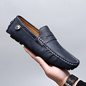 billiga Casual loafers-Herrloafers i läder – bekväma slip-ons för vardagsbruk, kontor och resor