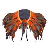 baratos Acessórios-Acessórios de Carnaval 2026 Rio Carnival Samba Xale de Plumas Vermelhas para Mulheres com Laço de Fita Brasil Fantasia de Performance Festival