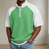  Férfi Gofris pólóingek Hétköznapi Szabadság Álló gallér Rövid ujjú Alap Modern Kockás Színes Színes Gombok Nyár Tavasz Laza fit Medence Fekete Sötétkék Bíbor Lóhere Szürke Gofris pólóingek