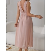 Χαμηλού Κόστους Γυναικεία Νυχτικά &amp; Sleepshirts-Γυναικεία Νυχτικιά Καθημερινό Ανατομικό Μονόχρωμες Δαντέλα Καθημερινά Σπίτι Αμάνικο Λαιμόκοψη V Μαύρο Λευκό Κρασί Βαθυγάλαζο Πράσινο του τριφυλλιού Καλοκαίρι Άνοιξη Κανονικό