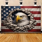 cheap 250th Anniversary-U.S. 250th Anniversary Wall Tapestry Backdrop 3D Optical Illusion Bald Eagle's Head Breaking Through American Flag Patriotic  Decor for Semiquincentennial Celebrations