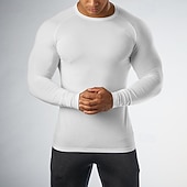 abordables T-shirts et Débardeurs de Course-Homme Couleur Unie T-shirt de course T-shirt de compression Printemps Automne manche longue Séchage Rapide Compression Évacuation de l'Humidité Entraînement en salle Entraînement actif Exercice Noir