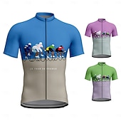cheap Men's Jerseys-Men's Cycling Jersey Funny Short Sleeve Bike Jersey Top with 3 Rear Pockets Mountain Bike MTB Road Bike Cycling Quick Dry Reflective Strips Back Pocket Moisture Wicking Sports Pink Blue Green