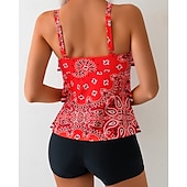 economico Surfing Tankinis &amp; Bikinis-Per donna Standard Costume da bagno Tankini 2 pezzi Paisley Stampato Boyleg Asciugatura Rapida Elastico Senza Maniche Costume da Bagno Costume da bagno Surf Spiaggia Nuoto Estate