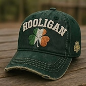 cheap St. Patrick's Day-St. Patrick's Day Hooligan Embroidered Cap Ireland Shamrock Hat, Hooligan Clover Design, Adjustable Irish Symbol Sports Hat for Men and Women