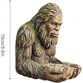 billige Utendørs vegghenger-Bigfoot fuglemater, vanntett utendørs skulptur med palmeskål &amp;skjult nøkkelhullshenger, tremontert/hengende hagedekor for fugletitting i hagen, for naturelskere