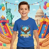 お買い得  アメリカ合衆国250周年-男の子 3D グラフィック 250周年 Tシャツ Ｔシャツ 半袖 3Dプリント 夏 春 スポーツ ファッション ストリートファッション 子供 4〜12年 クルーネック カジュアル 日常 アウトドア レギュラー