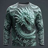  Herren Tiermotiv Lustig T Shirt Langarm T-Shirt 3D-Druck Rundhalsausschnitt Hemd Mode Basic Lässig Täglich Straße Blau Wasserblau Grün Sommer Frühling Bekleidung S M L XL XXL XXXL