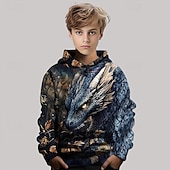 economico Animali 3D per Ragazzo-Ragazzi 3D Drago Felpa con Cappuccio Manica Lunga Primavera Autunno Moda Streetwear Bambini 4-12 Anni Con cappuccio All'aperto Casuale Quotidiano Vestibilità regolare