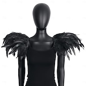 abordables Accesorios-Carnaval 2026 Accesorios de Samba del Carnaval de Río Hombreras de Plumas Negras para Mujeres Alas de Hombro de Disfraz Victoriano Gótico Disfraz para Festival de Brasil