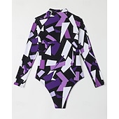 Χαμηλού Κόστους Rash Guards One Pieces-Γυναικεία Μεσαίου Πάχους Προστατευτικά Προστατευτικά Ονόματος One Pieces Rash Guards Μαγιό Γεωμετρικό Κουμπώσου Προστασία UV Ελαστικό Μακρυμάνικο Μαγιό Κορμάκι Σέρφινγκ Καταδύσεις Κολύμβηση Καλοκαίρι