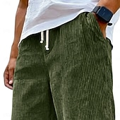 voordelige casual broek-Voor heren Broek Corduroybroek Wijde broek Vrijetijdsbroek Trekkoord Elastische taille Effen Comfort Ademend Volledige lengte Casual Dagelijks Buiten Modieus Streetwear blauw Zwart Micro-elastisch