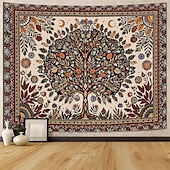 baratos Tapeçarias de Parede-Tapeçaria de parede vintage estética com árvore da vida, fundo floral botânico da natureza, decoração boêmia para quarto, arte de parede grande para decoração de apartamento ou dormitório.
