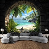 abordables Tapisseries murales-tapisserie Bannières Couverture Plage 3D Chambre Salon Dortoir Chambre d'adolescents Résidence universitaire Porche mural Décoration d'intérieur