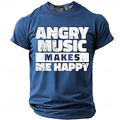  Camiseta negra divertida con la música enojada que me hace feliz para hombre, con gráficos de heavy metal, rock y punk, para amantes de la música, ropa de humor en tallas S, M, L, XL, XXL y XXXL.