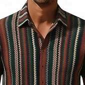 Χαμηλού Κόστους Ανδρικά Smart Casual πουκάμισα-Ανδρικά Πουκάμισο Casual πουκάμισο Πουκάμισο με κουμπιά Θαλασσί Καφέ Καφέ Κοντομάνικο Ριγέ Κολάρο Πουκαμίσου Causal Καθημερινά Δαντέλα Ρούχα Μοντέρνα Etnic
