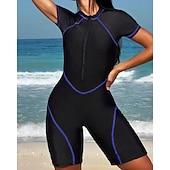 halpa One Pieces Rash Guards-Naisten Vakio Ihottumissuoja One Pieces -ihottumasuojat Uimapuku Värien estäminen Sulkea jnk vetoketju UV suoja Elastinen Lyhythihainen Uima-asut Kokopuku Lainelautailu Sukellus Uinti Kesä