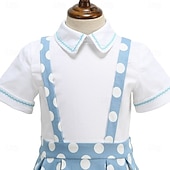 preiswerte Kleider-Vintage inspiriert Midlänge A-Linie Kleid Swing-Kleid Kurze Ärmel Tupfen A-Linie Kostüm Mädchen Kindertag Maskerade Urlaub Alltagskleidung Kinder Kleid Abschlussballkleider Sommer Frühling