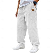 olcso alkalmi nadrág-Férfi Nadrág Kordbársony Nadrág Bő nadrág Alkalmi nadrág Zsinór Egyenes lábbal Tömör szín Mokaszinok Teljes hossz Hétköznapi Napi Szabadtéri Szabadság Divat Fekete Fehér Mikroelasztikus