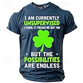  セントパトリック メンズ 四つ葉のクローバー シャムロック ただいま 無監督なのを知っています それも私を不安にさせています アイルランド Tシャツ Tシャツ ティー 短袖 Tシャツ 3Dプリント クルーネックシャツ デイリーデザイナー レトロ