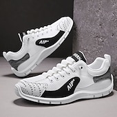 baratos Tênis Casuais-Tênis masculino em mesh e couro sintético – calçado de corrida de alto desempenho para aventuras ao ar livre e atividades físicas.