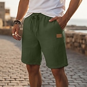 economico retrò-Per uomo Shorts Shorts di Lino Pantaloncini Estivi Shorts da Spiaggia Pantaloncini larghi Coulisse Elastico in vita Semplice Comodità Traspirante Lunghezza al ginocchio Quotidiano All'aperto Ferie