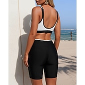 abordables Surfing Tankinis &amp; Bikinis-Mujer Conjuntos de bikini Traje de baño 2 Piezas Bloqueo de color Protección UV Elástico Sin Mangas Bañadores Traje de baño Surf Buceo Natación Verano