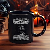 economico Tazze e tazzine-Tazza regalo divertente "vai via sono un vecchio brontolone amo i cani più degli umani" Tazza da caffè in ceramica nera, regalo divertente per gli amanti dei cani brontoloni, perfetta per i