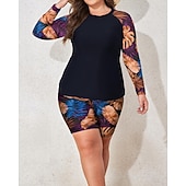 Χαμηλού Κόστους Rash Guards One Pieces-Γυναικεία Πρότυπο Προστατευτικά Σουίτες μπάνιου για μεγάλα μεγέθη Τανκίνι και μπικίνι για σέρφινγκ Τροπικό Προστασία UV Ελαστικό Μακρυμάνικο Μαγιό Μπολύζες Σέρφινγκ Καταδύσεις Κολύμβηση Καλοκαίρι