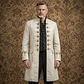 abordables Vêtements d&amp;#39;extérieur-Rétro Vintage Médiéval Renaissance Manteau Queue-de-pie Vêtements d'extérieur Manches longues Prince Noble Déguisement Homme Steampunk Halloween Carnaval Mascarade Foire de la Renaissance LARP