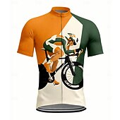 voordelige Heren shirts-Voor heren Wielrenshirt Grafisch Geometrisch Korte mouw Fietsen Shirt Kleding Bovenlichaam met 3 achterzakken UV-bestendig Sneldrogend Rits Aan De Voorzijde Reflecterende strips Sport Geel Rood Oranje