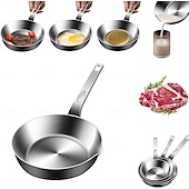 cheap Cooking Utensils-316 Stainless Steel Mini Egg Pan with Pour Spout, Small Omelet Skillet for Butter and Sauces, Compatible with Gas and Induction Stoves, Hand Wash Only