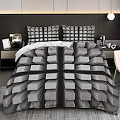 お買い得  羽毛布団カバーセット-3D幾何学模様プリントの羽毛布団カバーセット、3点セット、ホテルスタイルの寝具セット、クイーンサイズ、羽毛布団カバー1枚と枕カバー2枚、柔らかいショートベルベット生地、掛け布団は含まれません