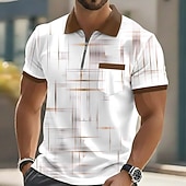 levne Pánské geometrické polo-Pánské Geometrický Polokošile Krátký rukáv Polo tričko Klopa Na běžné nošení Venkovní Dovolená Denní nošení Kapsy 3D tisk Jaro léto Vodní modrá Černá Fialová