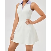 Недорогие Женское платье-Жен. Однотонный Теннисное платье Спортивное платье Без рукавов Застегнуться Влагоотводящие Дышащий Теннис Бег Фитнес Платья Черный Синий Лиловый Теннисная одежда