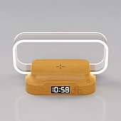 abordables Luces Decorativas Inteligentes-Lámpara de mesita de noche con cargador inalámbrico, linda lámpara de noche con reloj, pequeña lámpara de mesa para dormitorio, mini luz de noche para dormitorio, pequeña luz como regalo, regulable