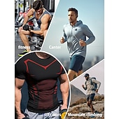 ieftine tricouri de bază-Bărbați Tricou Tee Top Mânecă scurtă Stil Nautic Vară Primăvară Toate Sezoanele Geometric Simplu Modă Sportiv De Bază Uscare rapidă Sporturi &amp; Exterior Fitness Îmbrăcăminte de Sport  Albastru piscin