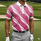 abordables Polo de golf para hombre-Hombre Geométrico Golf Camisetas polo deportivas Manga Corta Camisas de polo Camisas con cuello Casual Ropa Deportiva Botones Verano Azul Piscina Rosa Morado