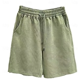 preiswerte Lässige Shorts-Herren Shorts Freizeitshorts Acid Wash Shorts Kordelzug Elastischer Bund Einheitliche Farbe Komfort Atmungsaktiv Knielang Täglich Streetwear Ferien Mode Retro Vintage Schwarz Marineblau Mikroelastisch