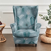cheap Wingback Chair Cover-Wingback Chair Cover Floral Striped Geometric Printed Polyester Slipcover Full Cover Modern Foldable Fashion Korean Style Chair Protector Seat Cover Armchair Cover