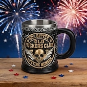  Vanhan f*ckers clubin elinikäinen jäsenmuki, 10oz keraaminen kahvikuppi vintage-luurankodesignilla, rohkea huumorijuoma jokapäiväiseen käyttöön, vanhan runkkarin vitsilahja miehille &Old Fuckers