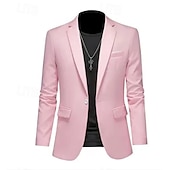 ieftine Sacouri clasice pentru bărbați-Bărbați Jachetă blazer Casual Zilnic În aer liber Elegant Modă Primăvară Toate Sezoanele POLY Culoare solidă minimalist Casul / Zilnic Un singur rând, un nasture Blazer Roz Deschis Kaki Deschis Negru