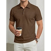 economico Polo classica da uomo-Per uomo Polo a maglia intrecciata Polo da Golf Casuale Affari Bavero Colletto Polo a Coste Manica Corta Essenziale Moderno Blocco di colori Testurizzato Jacquard Bottoni Primavera Primavera &amp; Estate