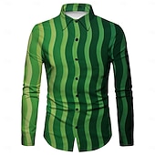  St.Patrick 2026 Retro Vintage 1970s Shirt Aloha Shirt Long Sleeves Hippie Fancy Dress Men's Masquerade 4th of July Party Festival Adults' Shirt