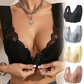 voordelige Tops-Dames Corrigerend ondergoed Modieus Sport Heldere kleur Kant Blote rug Dagelijks Huis Mouwloos V-hals Zwart Blozend Roze Bruin Beige Grijs Zomer Lente Herfst Winter Strak