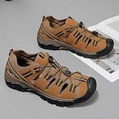 お買い得  アウトドアサンダル-メンズブラウンハイキングサンダル、レースアップ調節可能デザイン、耐久性のあるトラクションアウトソール、トレッキング、釣り、夏用機能アウトドアスタイル