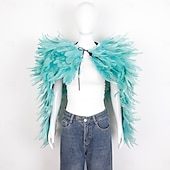 abordables Accesorios-Carnaval 2026 Accesorios de Samba del Carnaval de Río Capa Chal larga de plumas rojas para mujer con lazo de cinta disfraz de actuación del festival de Brasil