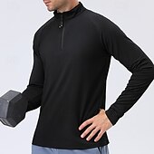 abordables Camisetas y Tops de Correr-Hombre Color sólido Camiseta Running Camiseta Compresión Camiseta para correr Primavera Otoño Cerrar Manga Larga Secado rápido Compresión Dispersor de humedad Entrenamiento de gimnasio Entrenamiento