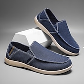 cheap Slip-On Casual Shoes-Men's Beige Canvas Slip-On Shoes, Soft Lightweight Construction, Minimalist Casual Style, Suitable for Everyday Wear, Travel &amp; Leisure