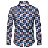  250° anniversario USA Retrò Vintage Anni '70 Camicia Camicia Aloha Lunghe Hippie Geometrico Etnico Costume Per uomo Mascherata 4 Luglio Feste Giorno dell'Indipendenza Adulti Camicia